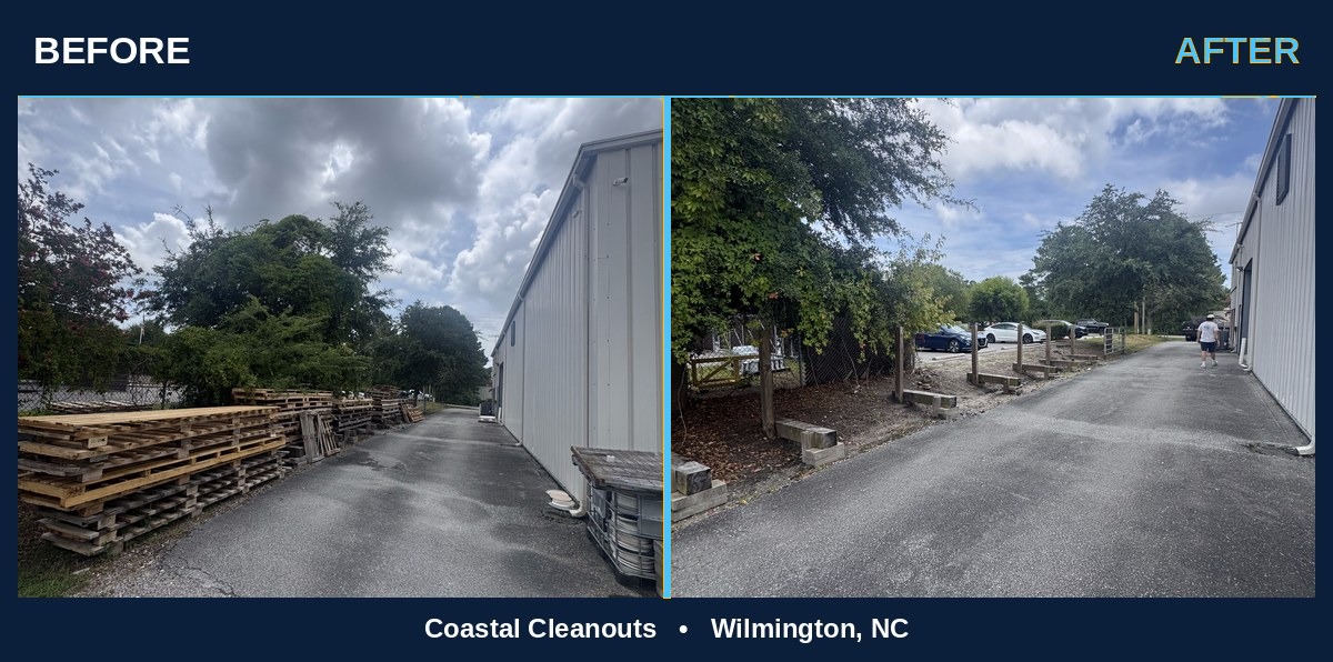 Before and after Pallet & Warehouse Cleanup in Wilmington NC